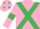 PINK, EMERALD GREEN cross belts, armlets and spots on cap