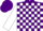Purple and White Blocks, White Sleeves, Purple Cap