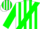 White, Green Sash, Green Stripes on Sleeves