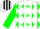 White, Black and Green Diamonds, Black and White Stripes on Green sleeves