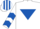 WHITE, royal blue inverted triangle & chevrons on sleeves, striped cap