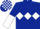 Dark Blue, White triple diamond, halved sleeves, Dark Blue and White check cap
