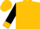 Gold, black 'Q' on back, gold cuffs on black sleeves