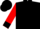 Black, Black 'A' on Red Heart, Black Cuffs on Red Sleeves, Black Cap