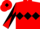 RED, BLACK triple diamond, diabolo on sleeves, RED cap, BLACK diamond