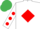 White, Red diamond, White sleeves, Red spots, Emerald Green cap