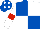 Royal Blue and White (quartered), White sleeves, Red armlets, Royal Blue cap, White diamonds