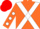 Orange, White cross belts, Orange sleeves, White spots, Red cap