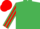 Emerald Green, Red striped sleeves, Red cap