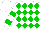 White, Green Diamonds, Green Bars on Sleeves, White Cap