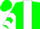 Green, White Panel, White Chevrons on Sleeves, Green Cap