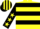Yellow, Black hoops, Black sleeves, Yellow stars, striped cap