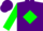 PURPLE, green diamond belt, green bars on sleeves, purple cap