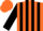ORANGE, black stripes and bars on sleeves, orange cap