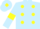 Light Blue, Yellow spots, armlets and diamond on cap