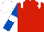 Red, white epaulets, royal blue sleeves, white armlets, white cap