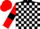 Black and White check, Red sleeves, Black armlets, Red cap