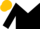 Black, orange and white western yoke, white band on sleeves, gold cap
