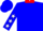 Blue, white stars on sleeves, red cuffs & collar