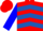Red, Royal Blue Chevrons, Blue Cuffs on Sleeves, Red Cap