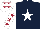 DARK BLUE, white star, white sleeves, maroon stars, white cap, maroon stars