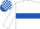 WHITE, royal blue hoop, check cap