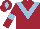 MAROON, light blue chevron & armlet, maroon cap, light blue diamond