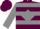 Maroon, maroon 'P' on grey diamond, grey hoops on sleeves