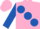 Pink, large Royal Blue spots and sleeves