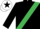 BLACK, emerald green sash, white cap, black star