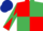 Red and Emerald Green (quartered), diabolo on sleeves, Dark Blue cap