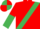 RED, emerald green sash, halved sleeves, quartered cap