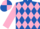 ROYAL BLUE & PINK DIAMONDS, pink sleeves, quartered cap