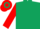 Dark Green, Red sleeves, hooped cap