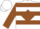 White, brown diamond 'S' on back, brown hoops on sleeves