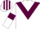 White, Maroon chevron and armlets, striped cap
