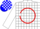 White, Blue Lazy JA in Red Circle, Blue & White Block Belt, Blue & White Blocks on Sleeves