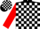 BLACK & WHITE CHECK, red sleeves, black & white check cap