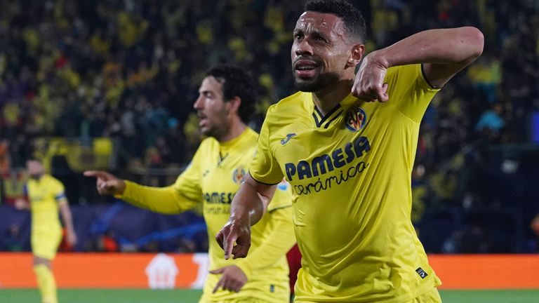 Francis Coquelin celebrates levelling the Champions League semi-final tie against Liverpool