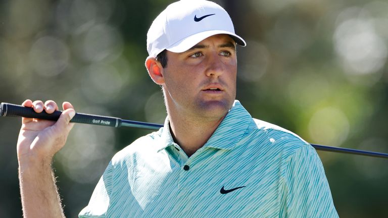 RIDGELAND, SC - OCTOBER 20: Scottie Scheffler of the United States looks out at the fairway at the ninth hole before hitting his drive during the first round of The CJ Cup in South Carolina at Congaree Golf Club in Ridgeland, South Carolina. (Photo by Joe Robbins/Icon Sportswire) (Icon Sportswire via AP Images)