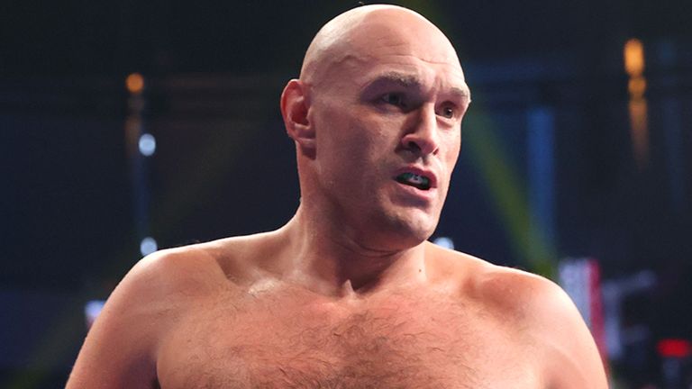 LONDON, ENGLAND - DECEMBER 03: Tyson Fury inside the ring before his WBC heavyweight championship fight with Derek Chisora, at Tottenham Hotspur Stadium on December 03, 2022 in London, England. (Photo by Mikey Williams/Top Rank Inc via Getty Images)