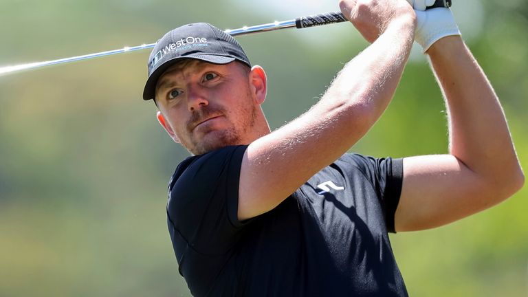 Matt Wallace tees off on the second hole during the final round of the Valspar Championship