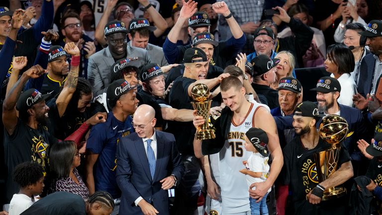 Nikola Jokic became the first player in NBA history to lead the playoffs in total points, rebounds and assists as he guided Denver to their maiden NBA title.