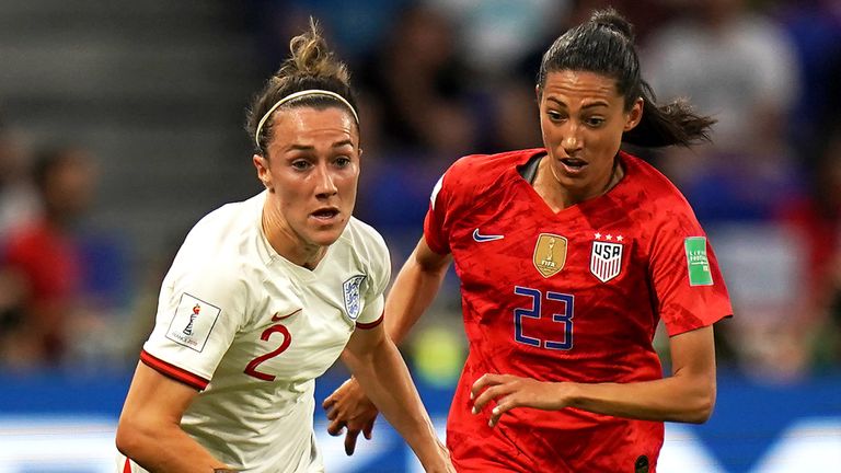 Lucy Bronze in action during the 2019 World Cup semi-final defeat to the USA