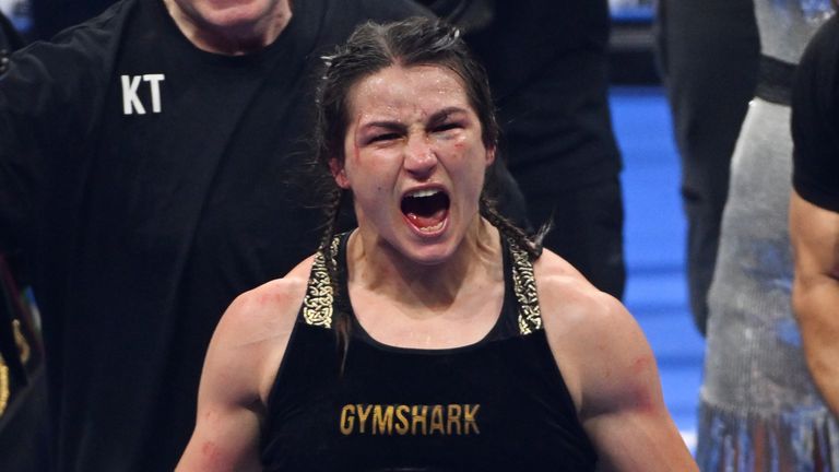 Katie Taylor celebrates what must surely be the best win of her career