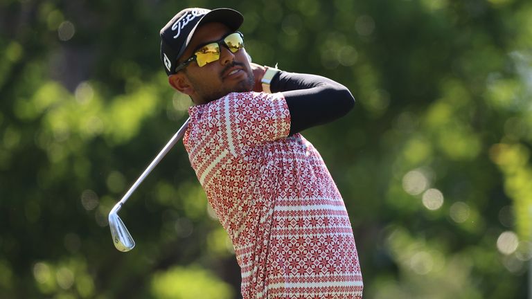Nikhil Rama of South Africa plays his tee shot on the 16th hole during Day Two of the Joburg Open at Houghton GC on November 24, 2023 in Johannesburg, South Africa. (Photo by Luke Walker/Getty Images)