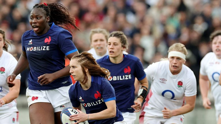Pauline Bourdon Sansus of France runs with the ball as France tried to find some crucial points.