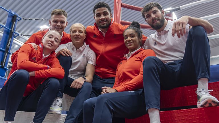 Charley Davison, Lewis Richardson, Rosie Eccles, Delicious Orie, Chantelle Reid and Pat Brown form GB's Olympic boxing team