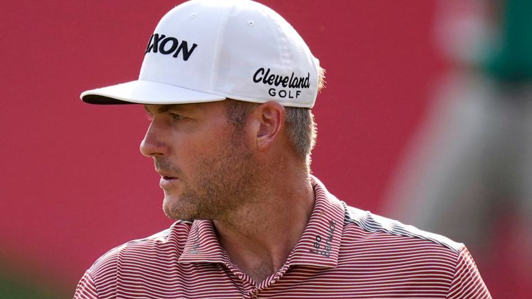 Taylor Pendrith walks on the 18th green during the second round of the 3M Open golf tournament at the Tournament Players Club, Friday, July 26, 2024, in Blaine, Minn. (AP Photo/Charlie Neibergall)