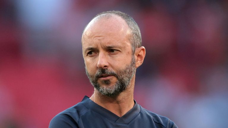 Assistant coach Javier Rabanal Hernandez of PSV during the UEFA Champions League third qualifying round match between PSV Eindhoven and AS Monaco at Phillips stadium on August 9, 2022 in Eindhoven, Netherlands